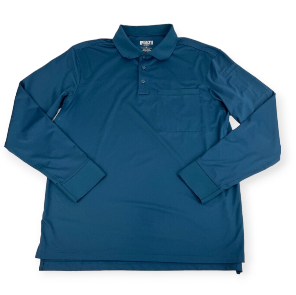 Duluth Trading Co Men's Knuckledown Relaxed Fit Long Sleeve Polo Shirt Size M